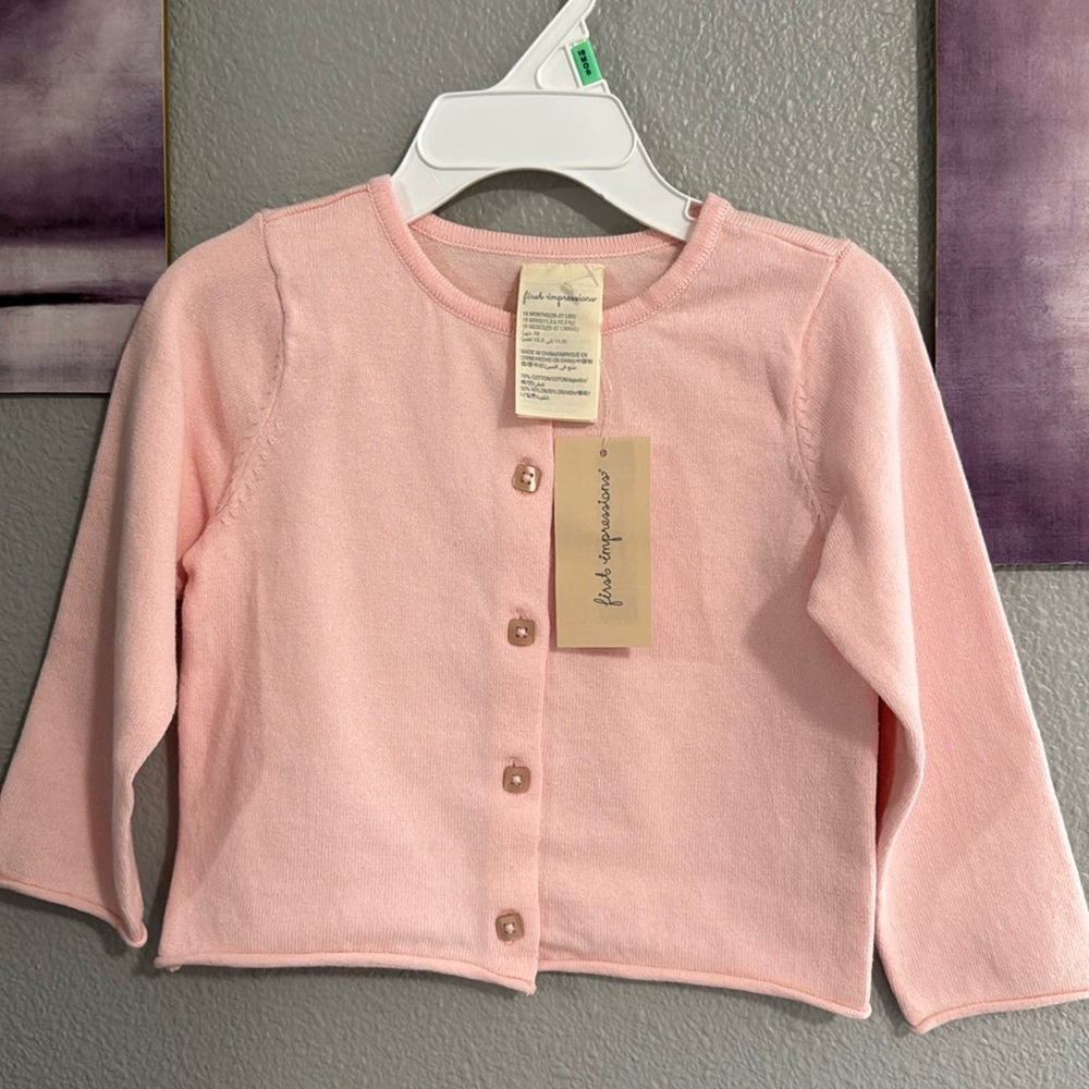 First Impressions pink Cardigan-Girls 18 months new cotton